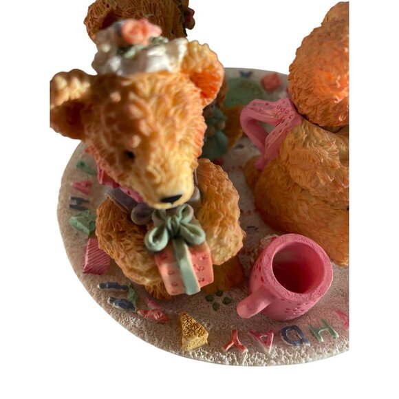 Boyds Bears Friends Birthday Figurine Display With Tea Set - Picture 8 of 10